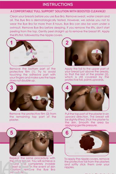 Bye Bra - Klebe-BH F-H Cup mit Seide Brustwarzenabdeckung