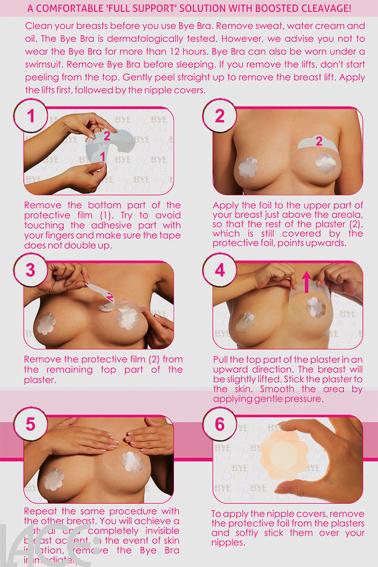 Bye Bra - Klebe-BH F-H Cup mit Seide Brustwarzenabdeckung